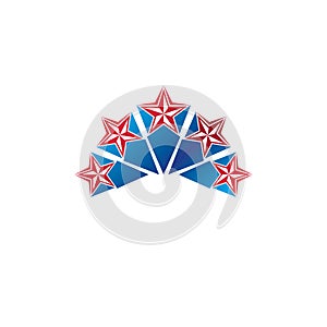 Military Star emblem. Heraldic vector design element, 5 stars gu