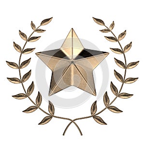 Military star with wreath 3d rendering