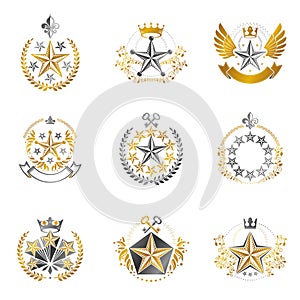 Militar estrellas emblemas colocar. diseno elementos colear 
