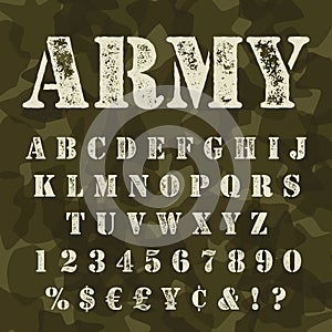 Military stencil alphabet set camouflage