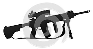 Military Style Automatic Rifle Silhouette Vector Illustration