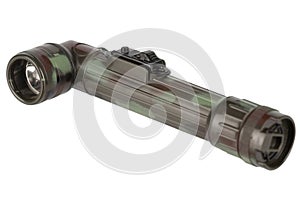 military style flashlight isolated on white