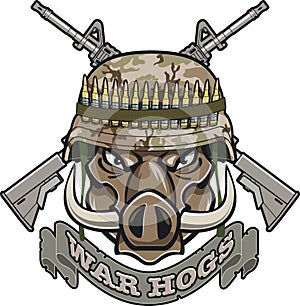 Military style wild boar head