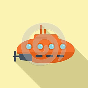 Military submarine icon flat vector. Underwater ship