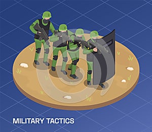 Military Tactics Isometric Composition