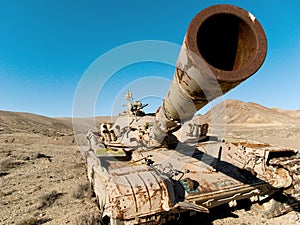 Military tank in the desert