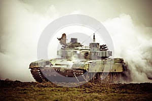 Military tank on war