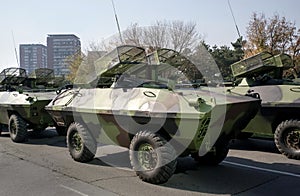 Military tanks invade city