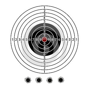 Military target with set bullet holes