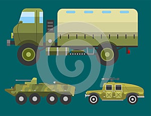 Military technic army war transport fighting industry technic armor defense vector collection