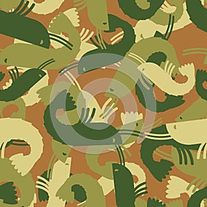 Military texture shrimp. plankton Army seamless pattern. Protect
