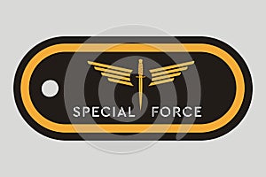 Military Token. Emblem of Special Force. Army Badge. Design Elements for Military Style Jackets Shirt and T-Shirts