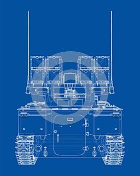 Military track missle system. Vector