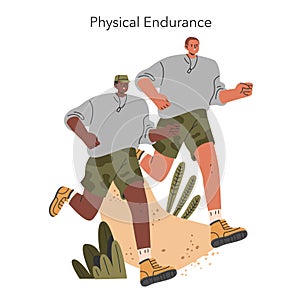 Military Training. Flat Vector Illustration