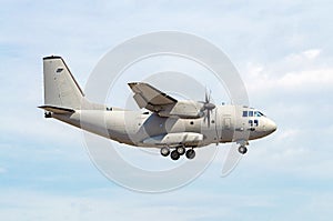 Military transport aircraft used to carry freight and troops in cargo operations
