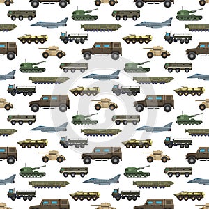 Military transport vector vehicle technic army war tanks and industry armor defense transportation weapon seamless