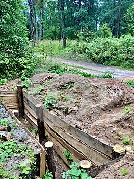 Military Trench Near the Forest Road