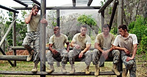 Military troops relaxing during obstacle course 4k