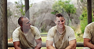 Military troops relaxing during obstacle course 4k