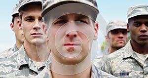 Military troops standing at boot camp 4k