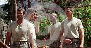 Military troops standing at boot camp 4k