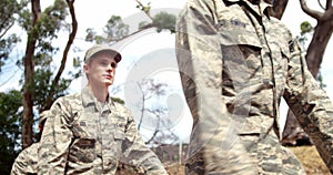 Military troops walking at boot camp 4k