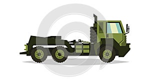 Military truck. The car involved in the fighting. Transportation of heavy machinery. Special equipment. Diesel. Vector