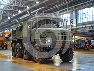 Military Truck in Factory Hangar