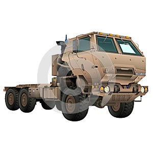 Military truck M142 HIMARS in realistic style. Tactical vehicle