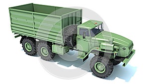 Military Truck Off Road 6x6 3D rendering on white background