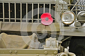Military Truck with Poppy flower
