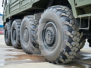 Military Truck Tires Close Up