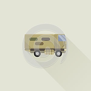 Military truck vector icon flat style