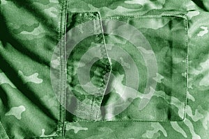 Military uniform pattern with pocket with blur effect in green t