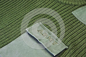 Military Uniform Sweater With Sign Army On The Pocket