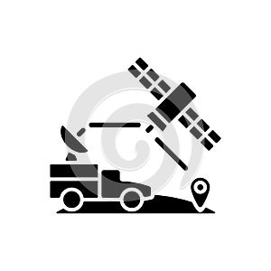 Military use of satellites black glyph icon