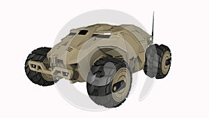 Military vehicle High Mobility Multipurpose Wheeled Isolated, 3d illustration