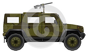 Military Vehicle with Machine Gun
