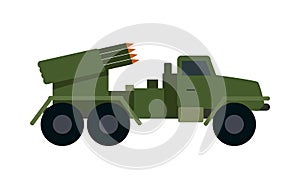 Military Vehicle with Rockets. Armoured Truck