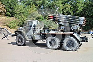 Military vehicles in The Ukrainian State Museum of the Great Patriotic War, in Kiev