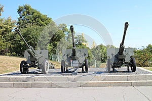 Military vehicles in The Ukrainian State Museum of the Great Patriotic War, in Kiev