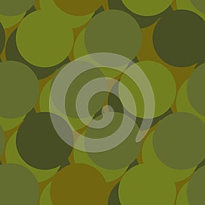 Military war seamless pattern. Army abstract circle, round texture. Protective ornament for soldiers. Green soldiery background.