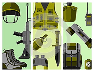 Military weapon guns armor forces cards design