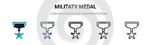 Militaty medal icon in filled, thin line, outline and stroke style. Vector illustration of two colored and black militaty medal