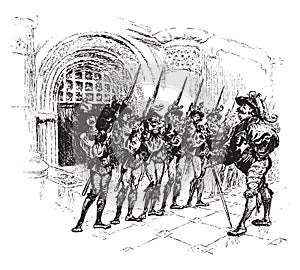 Militia, vintage illustration