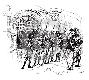 Militia, vintage illustration photo