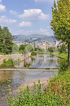 Miljacka river in Sarajevo, Bosnia and Herzegovina