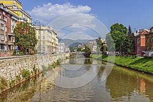 Miljacka river in Sarajevo, Bosnia and Herzegovina