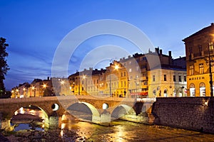 Miljacka river in Sarajevo the capital city of Bos