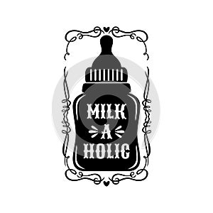 milk alcoholic pacifier bottle family baby and kid funny pun vector graphic design for cutting machine craft and print